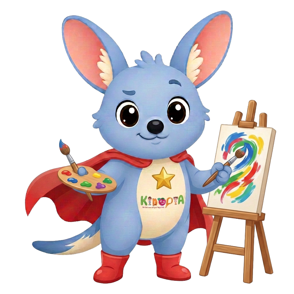 Kiko the bilby painting at an easel