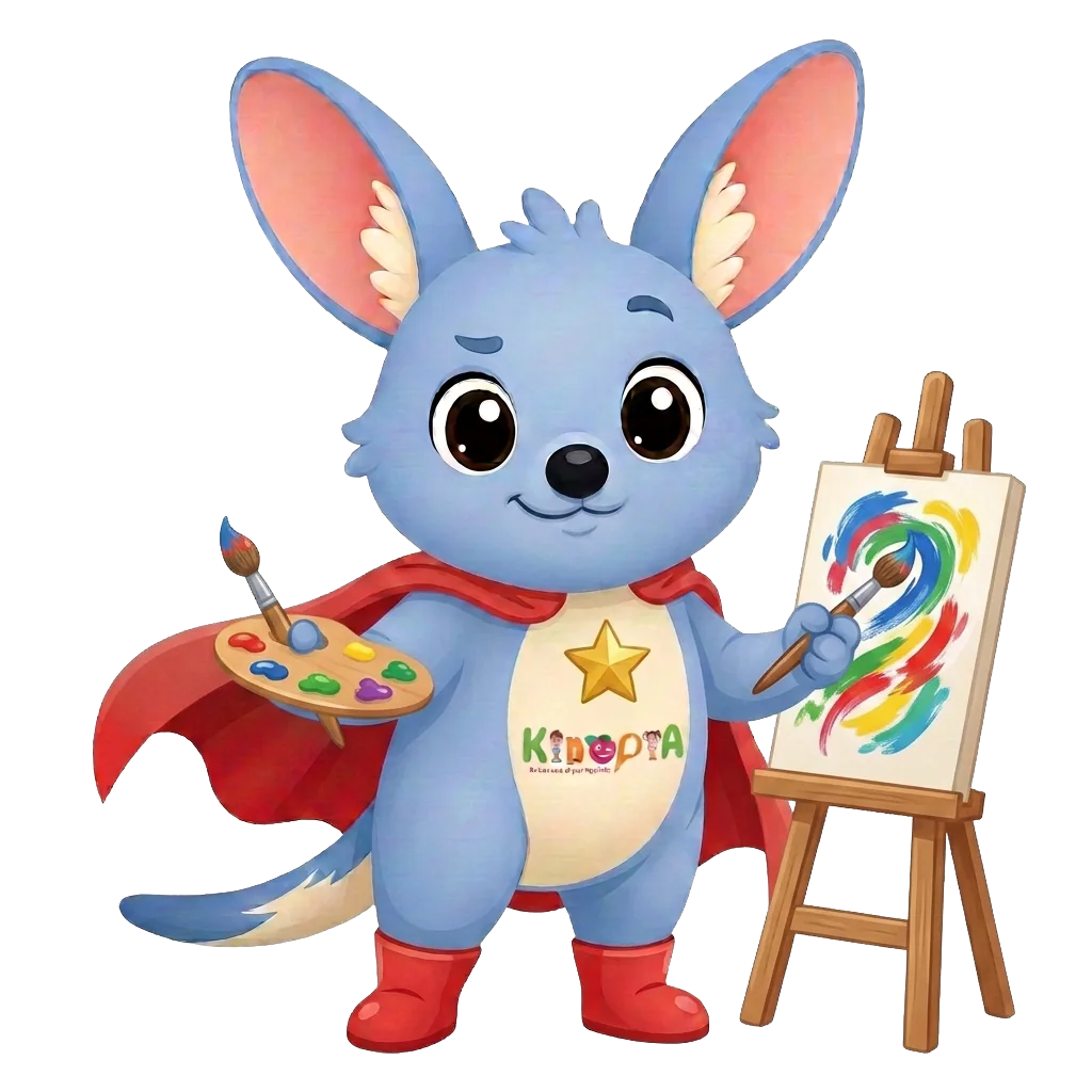 Kiko the bilby painting at an easel