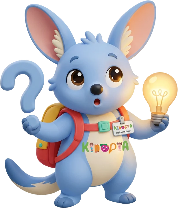Kiko the bilby holding a question mark and a lightbulb