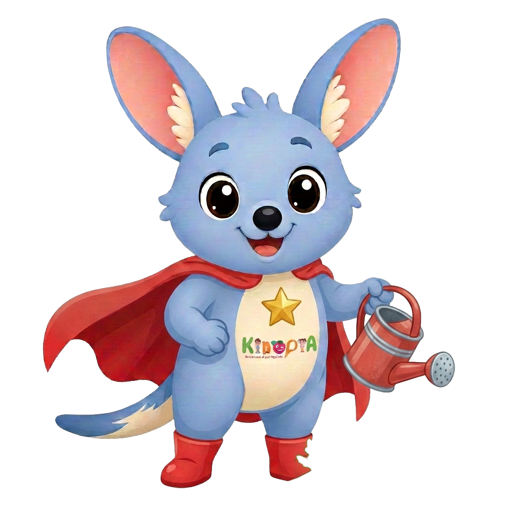 Kiko the bilby watering a vegetable garden bed