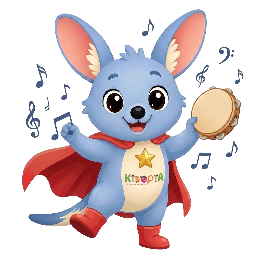 Kiko the bilby playing a toy drum